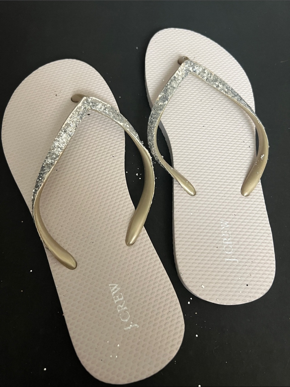 J.Crew Women's Glitter Strap Flip Flops beige